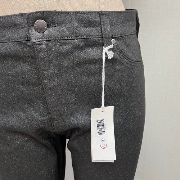 NWT AG Adriano Goldschmied Farrah Skinny Ankle Metallic Black Jeans 32 $225 - Picture 2 of 6